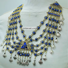 Load image into Gallery viewer, Handmade Blue Vintage Unique Bib Necklace