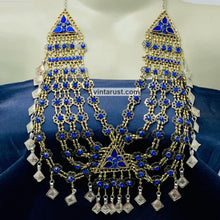 Load image into Gallery viewer, Handmade Blue Vintage Unique Bib Necklace
