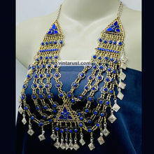 Load image into Gallery viewer, Handmade Blue Vintage Unique Bib Necklace