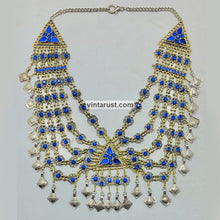 Load image into Gallery viewer, Handmade Blue Vintage Unique Bib Necklace
