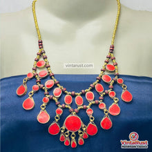 Load image into Gallery viewer, Handmade Bohemian Red Stone Bib Necklace