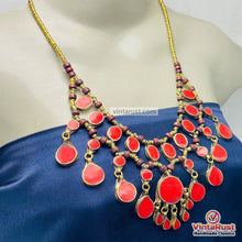 Load image into Gallery viewer, Handmade Bohemian Red Stone Bib Necklace