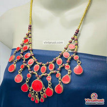 Load image into Gallery viewer, Handmade Bohemian Red Stone Bib Necklace