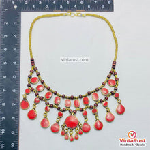 Load image into Gallery viewer, Handmade Bohemian Red Stone Bib Necklace