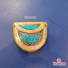 Load image into Gallery viewer, Handmade Brass Mosaic Clutch with Turquoise Stones
