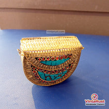 Load image into Gallery viewer, Handmade Brass Mosaic Clutch with Turquoise Stones