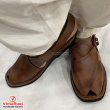 Load image into Gallery viewer, Handmade Brown Leather Peshawari Sandals for Men's
