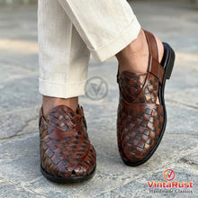Load image into Gallery viewer, Handmade Brown Woven Leather Sandals
