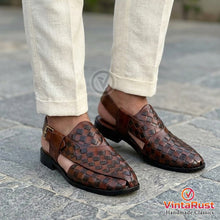 Load image into Gallery viewer, Handmade Brown Woven Leather Sandals