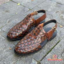 Load image into Gallery viewer, Handmade Brown Woven Leather Sandals