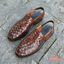 Load image into Gallery viewer, Handmade Brown Woven Leather Sandals