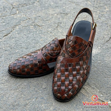 Load image into Gallery viewer, Handmade Brown Woven Leather Sandals