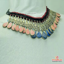 Load image into Gallery viewer, Handmade Coral and Lapis Stone Choker Necklace