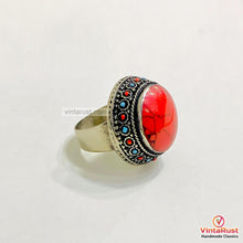 Load image into Gallery viewer, Handmade Coral Stones Beads Round Ring