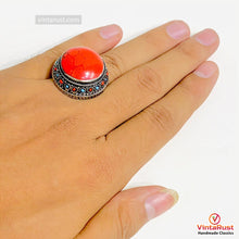 Load image into Gallery viewer, Handmade Coral Stones Beads Round Ring