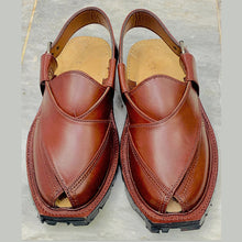 Load image into Gallery viewer, Handmade Dark Brown Leather Peshawari Chappal