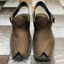 Load image into Gallery viewer, Handmade Dark Brown Leather Sandals