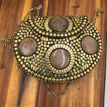 Load image into Gallery viewer, Golden Cross Body Bag with Mosaic Work