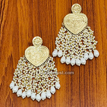 Load image into Gallery viewer, Handmade Golden Heart Pearl Earrings