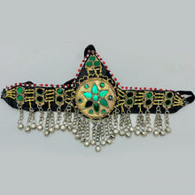 Load image into Gallery viewer, Handmade Green Kuchi Matha Patti Tribal Hair Jewelry