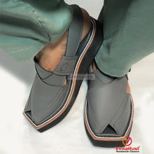 Load image into Gallery viewer, Handmade Grey Peshawari Chappal Sandals