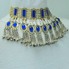 Load image into Gallery viewer, Handmade Gypsy Style Blue Stones Choker Necklace