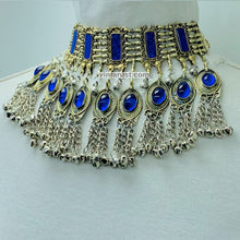Load image into Gallery viewer, Handmade Gypsy Style Blue Stones Choker Necklace
