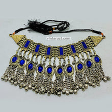 Load image into Gallery viewer, Handmade Gypsy Style Blue Stones Choker Necklace