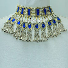 Load image into Gallery viewer, Handmade Gypsy Style Blue Stones Choker Necklace