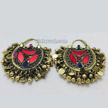 Load image into Gallery viewer, Handmade Hoop Earrings With Multicolor Stones