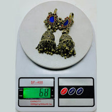 Load image into Gallery viewer, Handmade Jhumka Earrings with Glass Stones