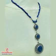 Load image into Gallery viewer, Lapis Blue Stone Silver Pendant Necklace