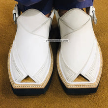 Load image into Gallery viewer, Handmade Leather Matt White Kaptaan Chappal