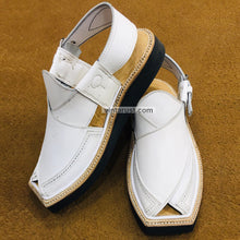 Load image into Gallery viewer, Handmade Leather Matt White Kaptaan Chappal