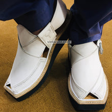 Load image into Gallery viewer, Handmade Leather Matt White Kaptaan Chappal