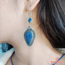Load image into Gallery viewer, Handmade Long Dangle Lapis Lazuli Stone Earrings