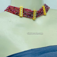 Load image into Gallery viewer, Handmade Maroon Beaded Bohemian Choker Necklace
