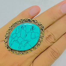 Load image into Gallery viewer, Massive Handmade Turquoise Stone Ring