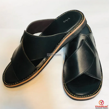 Load image into Gallery viewer, Men’s Black Leather Handmade Peshawari Chappal
