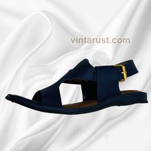 Load image into Gallery viewer, Handmade Panjedar Blue Peshawari Chappal