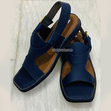 Load image into Gallery viewer, Handmade Panjedar Blue Peshawari Chappal