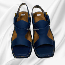 Load image into Gallery viewer, Handmade Panjedar Blue Peshawari Chappal