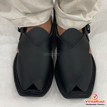 Load image into Gallery viewer, Handmade Premium Black Leather Peshawari Sandals