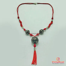 Load image into Gallery viewer, Handmade Red Beaded Tribal Tassel Pendant Necklace