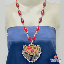 Load image into Gallery viewer, Handmade Red Stone Tribal Statement Necklace