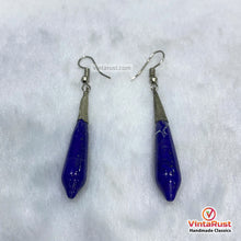 Load image into Gallery viewer, Handmade Silver Lapis Lazuli Dangle Earrings