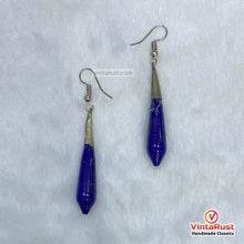 Load image into Gallery viewer, Handmade Silver Lapis Lazuli Dangle Earrings