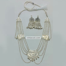 Load image into Gallery viewer, Handmade Silver Multilayers Necklace With Earrings