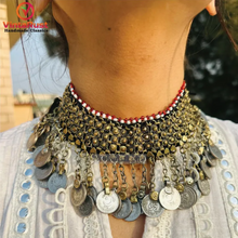 Load image into Gallery viewer, Handmade Statement Necklace With Dangling Coins