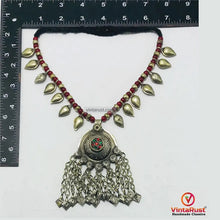 Load image into Gallery viewer, Handmade Tribal Necklace with Red and Gold Beads